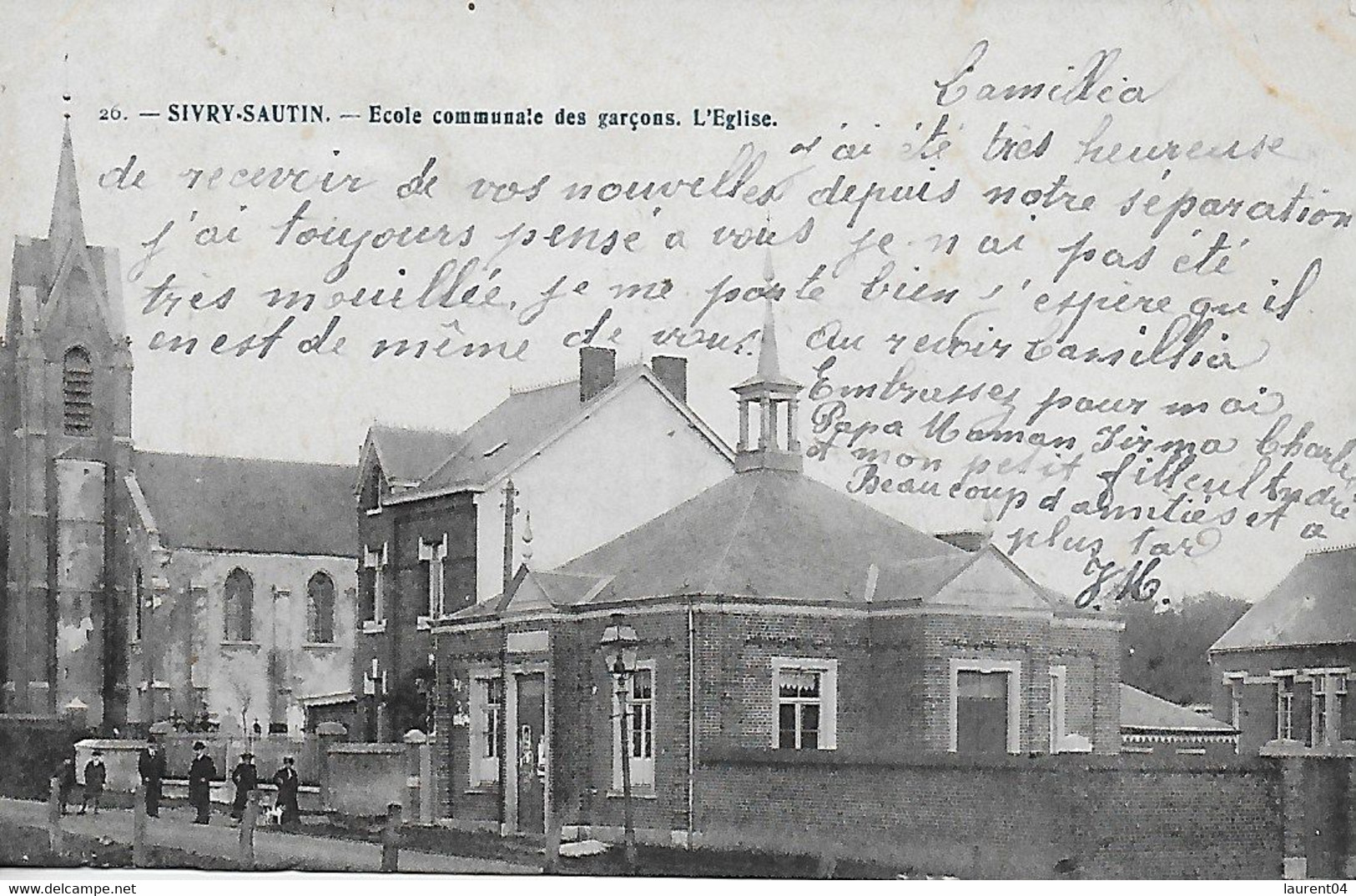 SIVRY-RANCE. SIVRY - SAUTIN.  ECOLE COMMUNALE DES GARCONS. L'EGLISE. ANIMATION