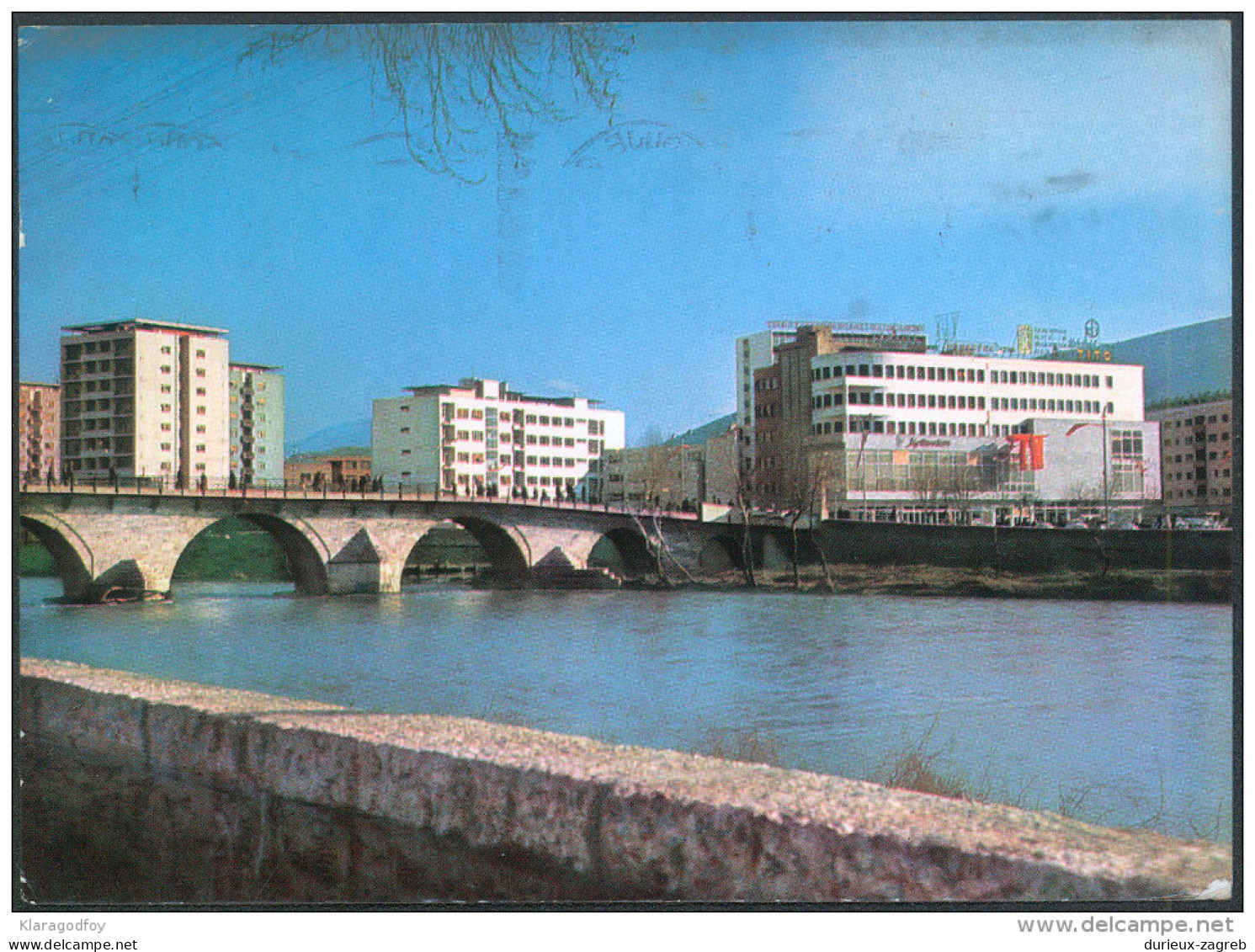 Skopje, Kamen most na Vardaru old postcard travelled 1966 bb150914