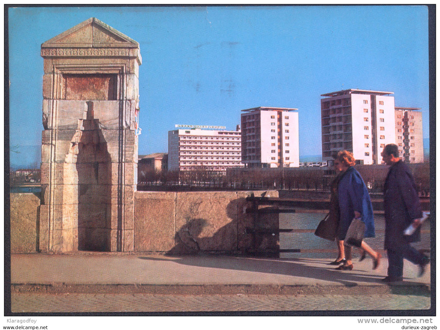 Skopje, Kamen most old postcard travelled 1966 bb150914