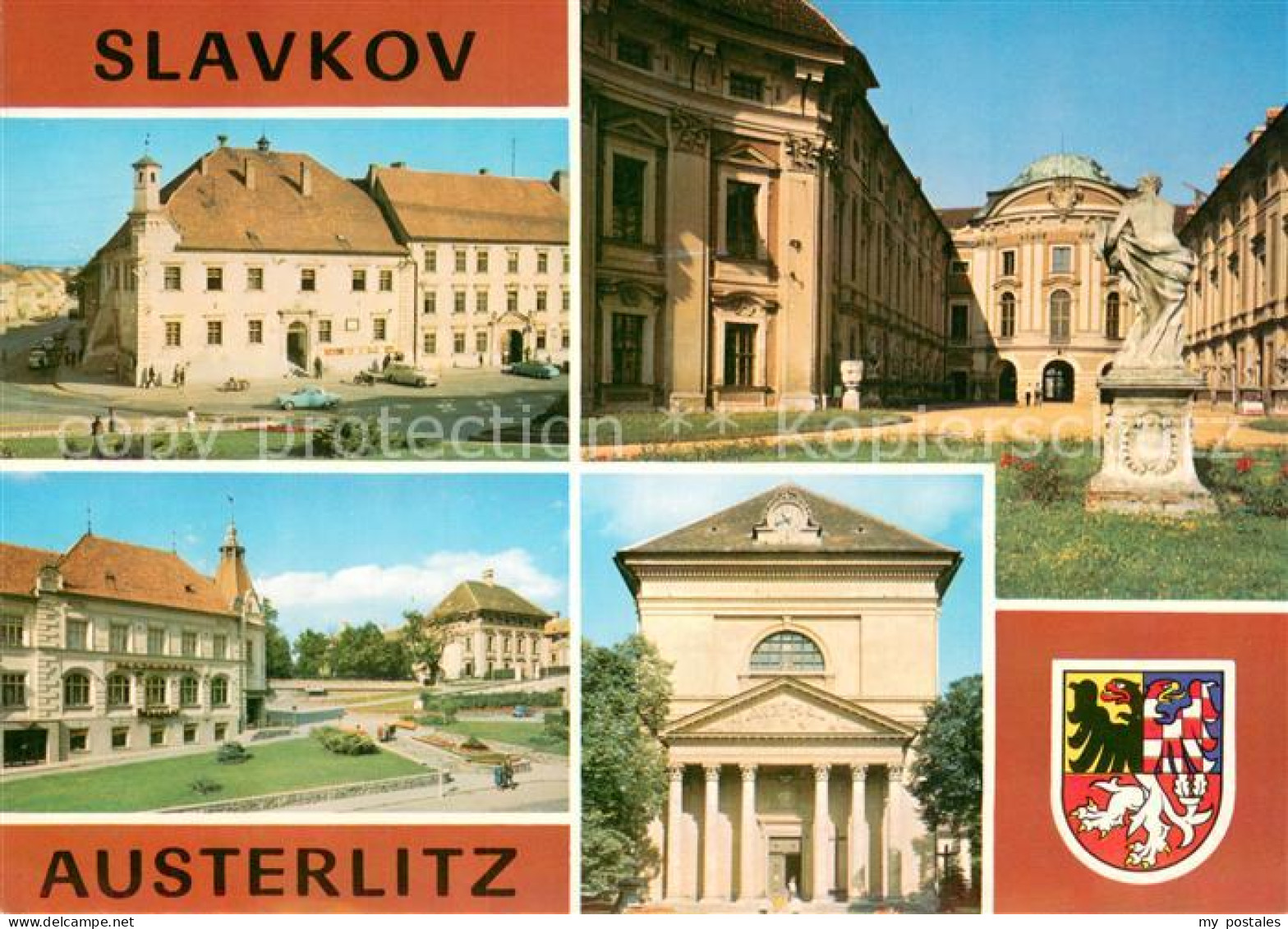 Slavkov u Brna Austerlitz CZ Nationalkomitee Gebaeude Schloss Sozialhaus Kirche
