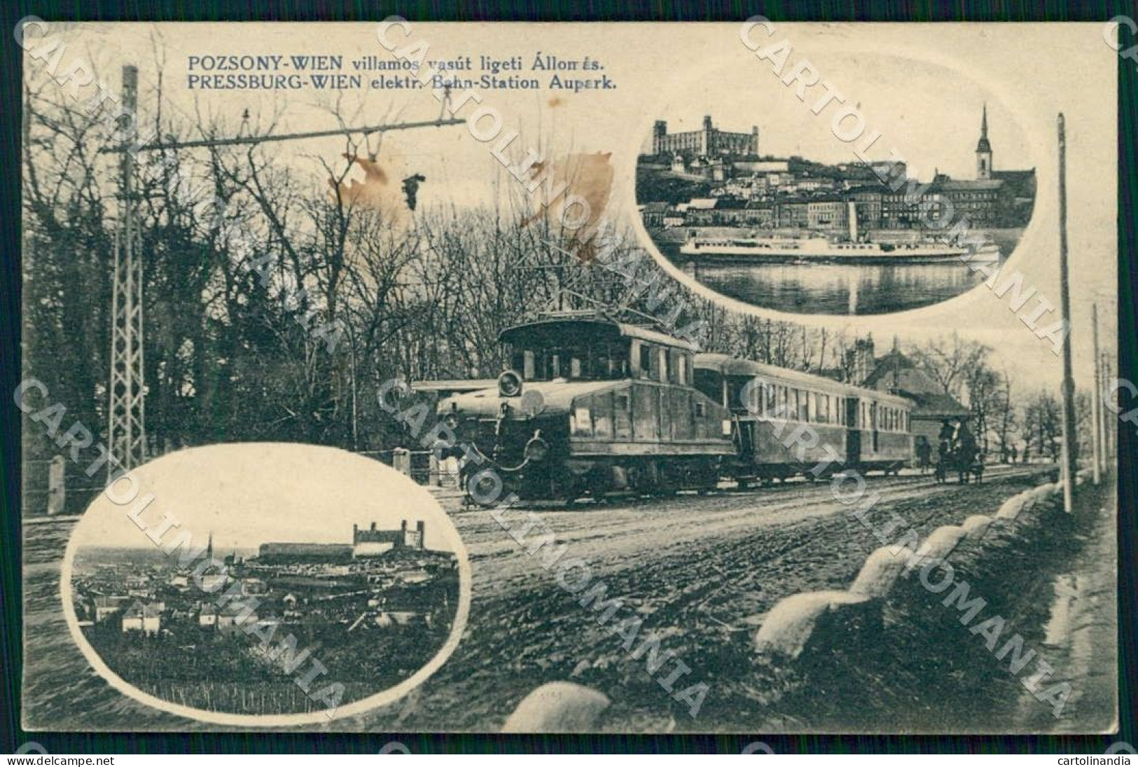 Slovacchia Slovakia Bratislava Pozsony Wien Pressburg Bahn Elektric Station Aupark Train postcard cartolina WX7484