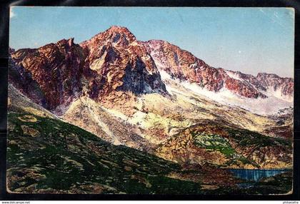 Montagnes Tatras 1923 Carte postale 80% oblitéré Montagnes enneigées,Lac