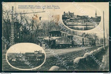 Slovacchia Slovakia Bratislava Pozsony Wien Pressburg Bahn Elektric Station Aupark Train postcard cartolina WX7484
