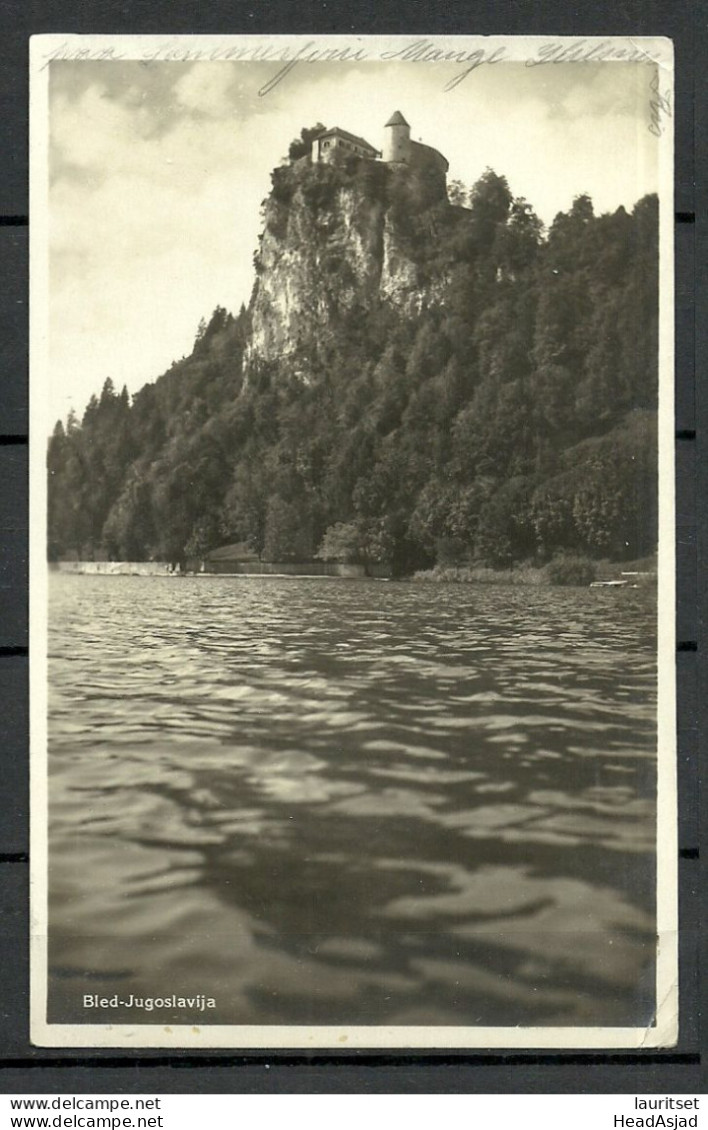 Slovenia Slowenien JUGOSLAVIA Bled, sent to Denmark 1930 Mountain Castle Schloss