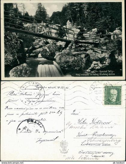 Slowakei Hohe Tatra Vysoké Tatry Wasserfall, Waterfall, River Falls 1934