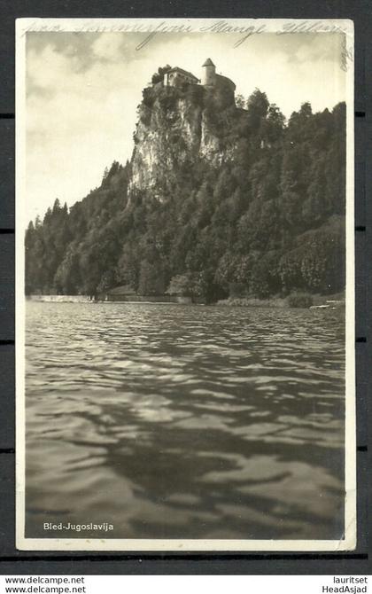 Slovenia Slowenien JUGOSLAVIA Bled, sent to Denmark 1930 Mountain Castle Schloss