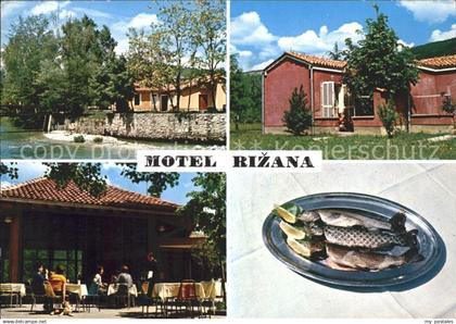 Slowenien Motel Rizana Terrasse Fischteller