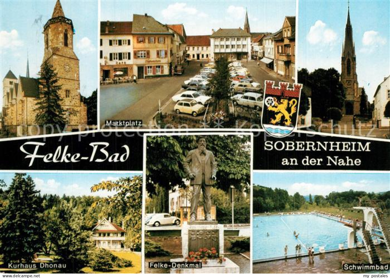 Sobernheim Felke Bad Kurhaus Dhonau Marktplatz Kirche Felke Denkmal Schwimmbad
