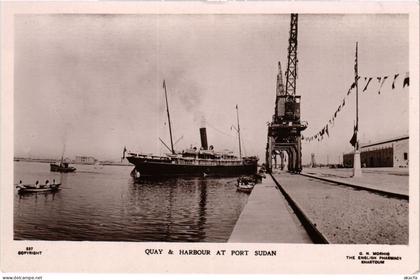 PC SUDAN PORT SUDAN QUAY AND HARBOUR REAL PHOTO POSTCARD (b69573)