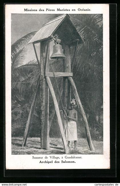 AK Guadalcanar, Sonneur de Village, Glöckner auf den Salomoninseln