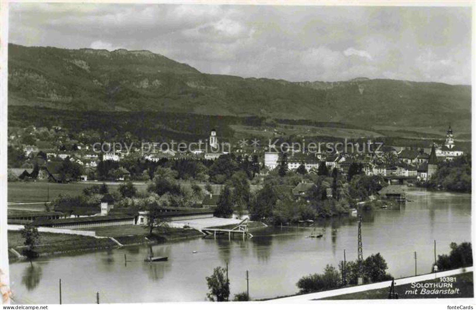 Solothurn Soleure SO Panorama mit Badeanstalt