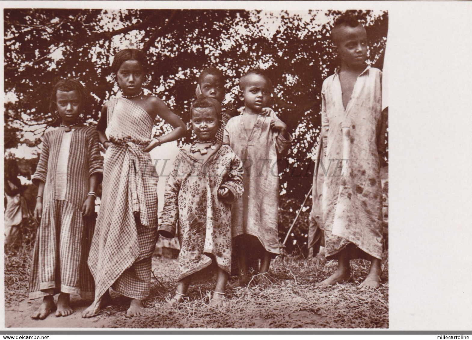 SOMALIA - Bambini (jerò) e bambine (gheber), Parodi Mogadiscio Photo Postcard