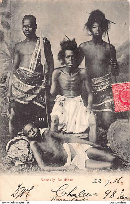 SOMALIA - Somali (spelled Somaly) soldiers in Aden - Publ. J. Benghiat & Son