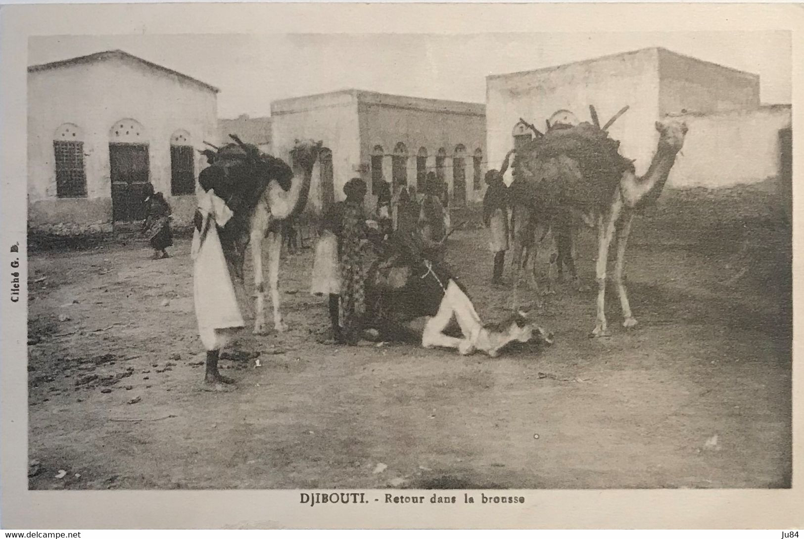 Somalie - Djibouti - Retour dans la brousse - Carte postale pour la France - Timbre manquant