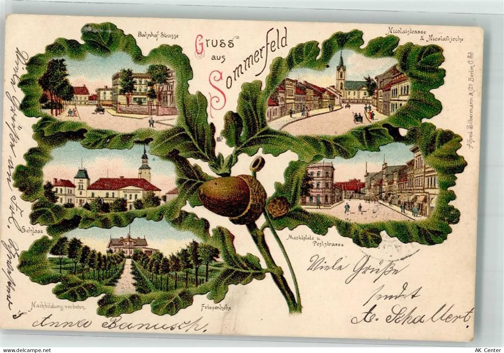 Sommerfeld Lubsko 1901 Lithographie Eichenblatt Schloß Friesenhöhe Bahnh... - 13633051