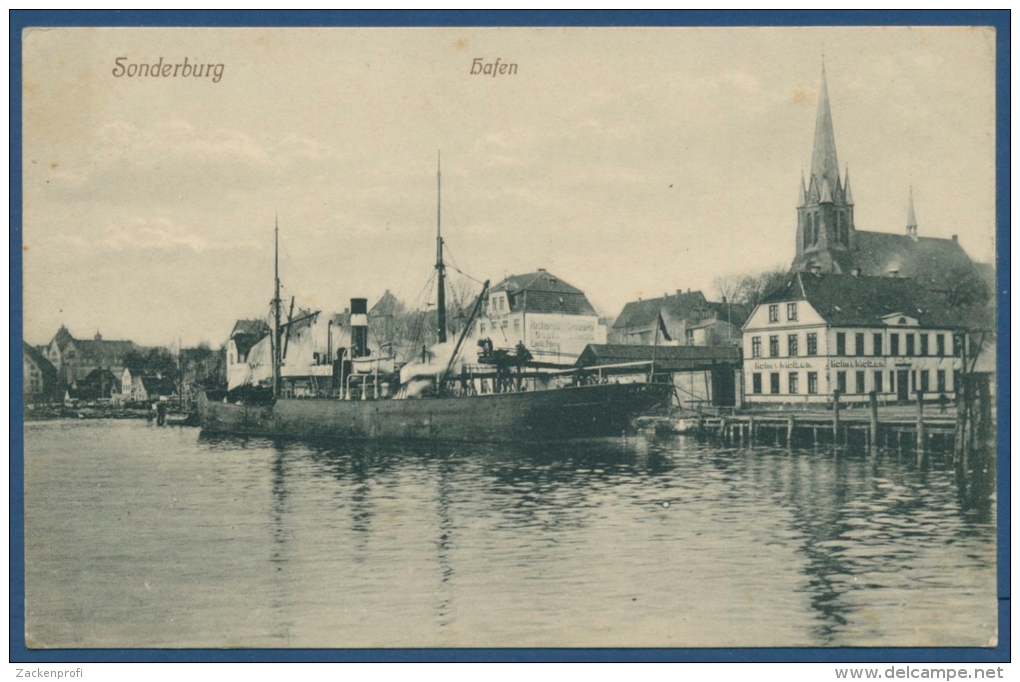 Sonderburg Hafen Restaurant Seewarte, ungebraucht (AK69)