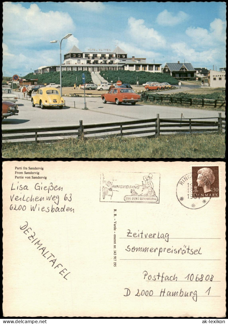Søndervig Ortsansicht Hotel Klitten Autos u.a. Volkswagen VW Käfer 1961