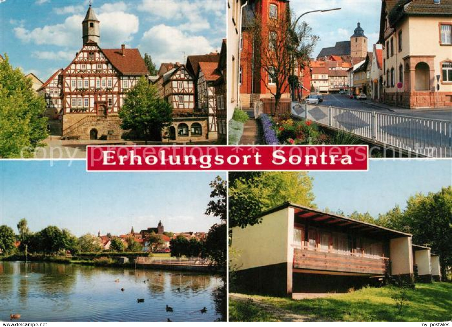 Sontra Teilansichten Erholungsort Fachwerkhaeuser Bungalow Partie an der Sontra