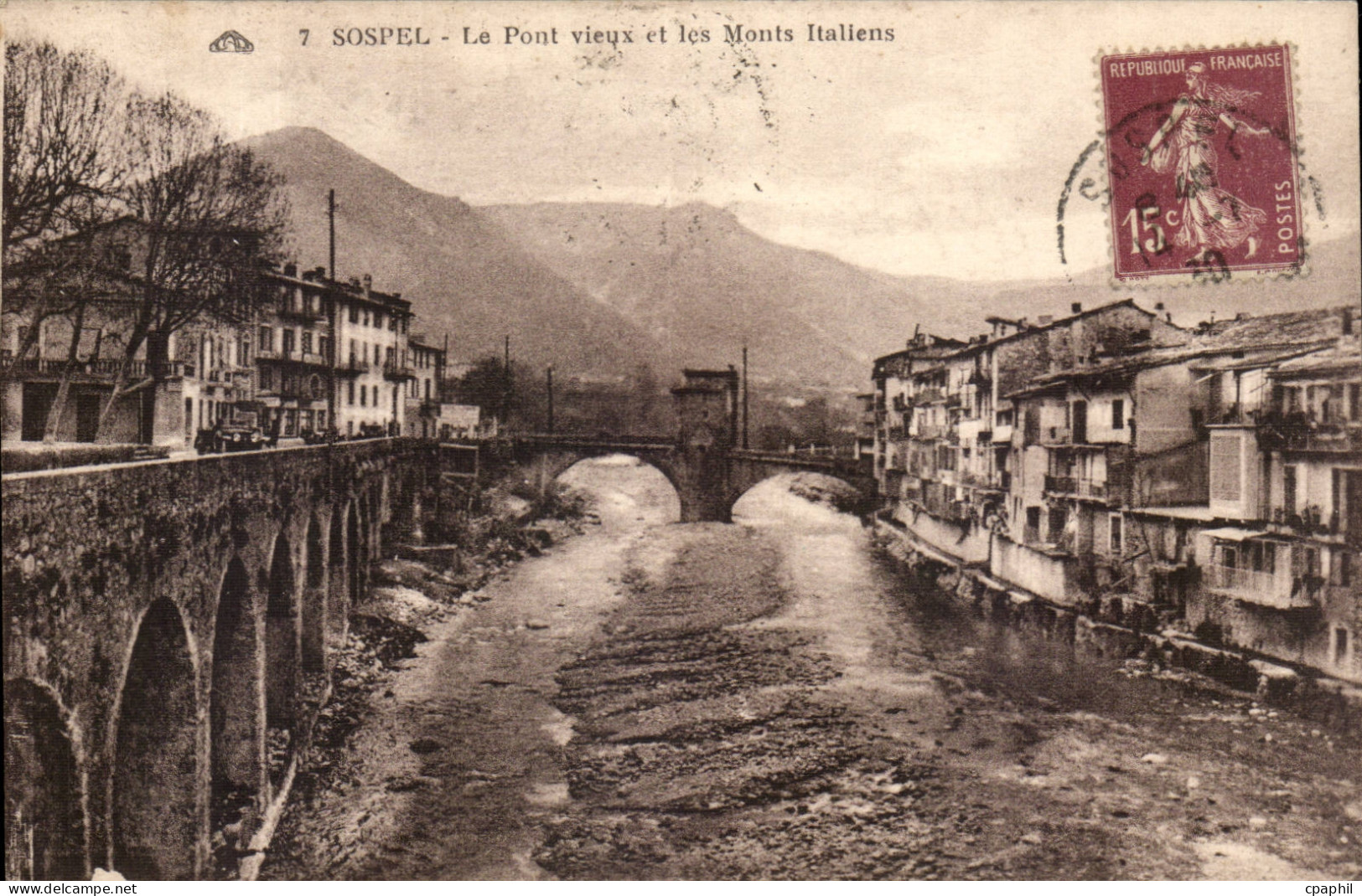 Sospel - Le Pont Vieux et Les Monts Italiens - CPA