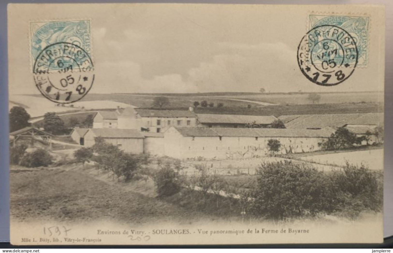 Soulanges - Vue panoramique de la Ferme de Bayarne - Environs de Vitry (rare)