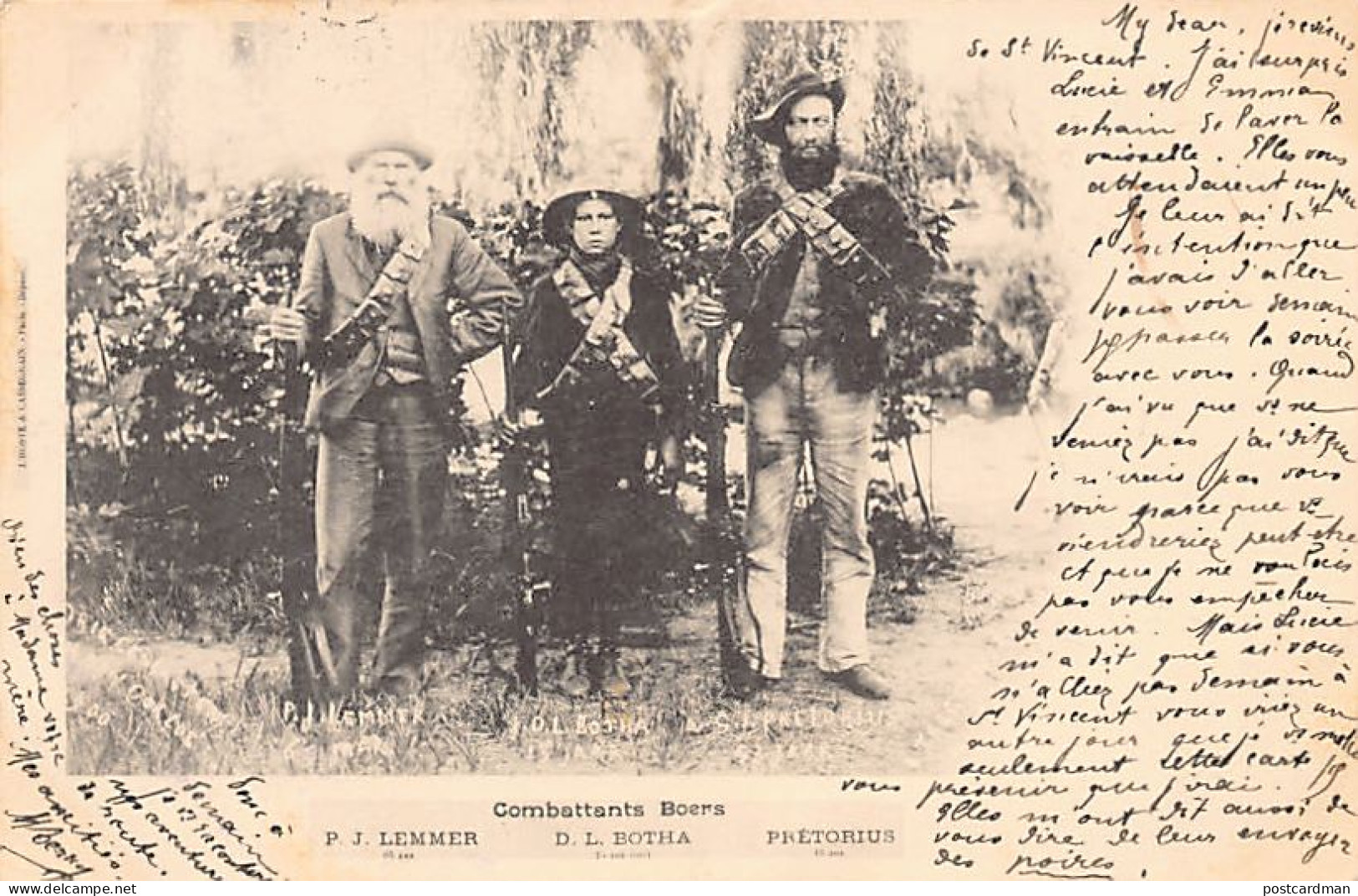 South Africa - BOER WAR - Boer fighters - P. J. Lemmer, D. L. Botha and Prétorius