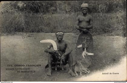 CPA Brazzaville Französisch Kongo, Attirail de Guerre, Mission Catholique