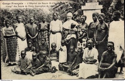 CPA Französisch Kongo, Mission, Nonnen, Afrikaner