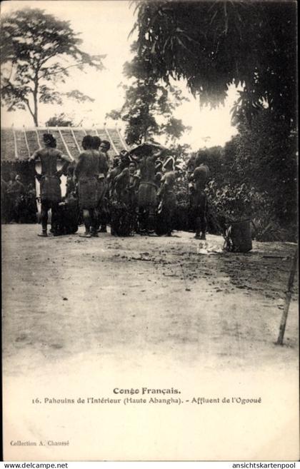 CPA Französisch Kongo, Pahouins de l'Intèrieur, Haute Abangha, affluent de l'Ogooué