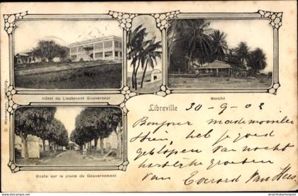 CPA Libreville Gabun, Hotel du Lieutenant Gouverneur, Place du Gouvernement, Marché