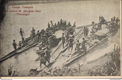 CPA Oubanghi Französisch Kongo, Convoi de pirogues