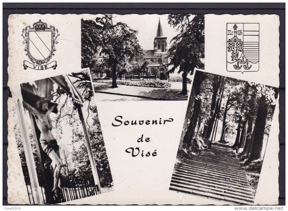 SOUVENIR DE VISE carte  3 vues ( verso oblitération depot relais Wonck )