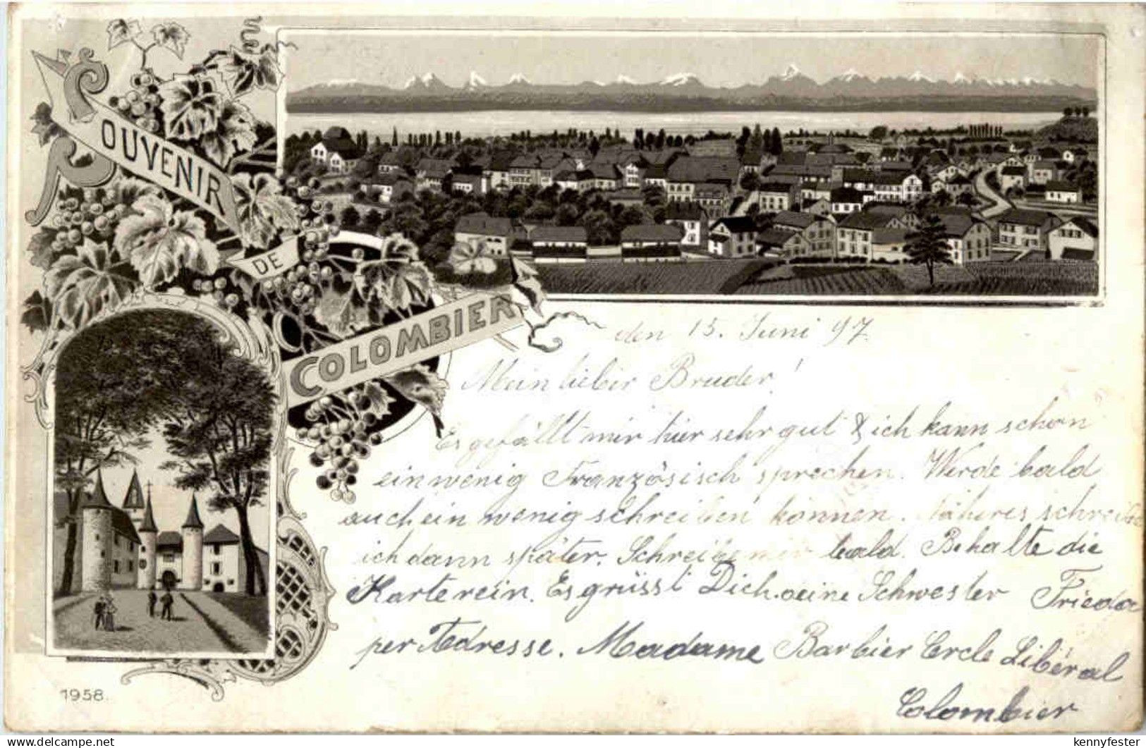 Souvenir du Colombier - Litho