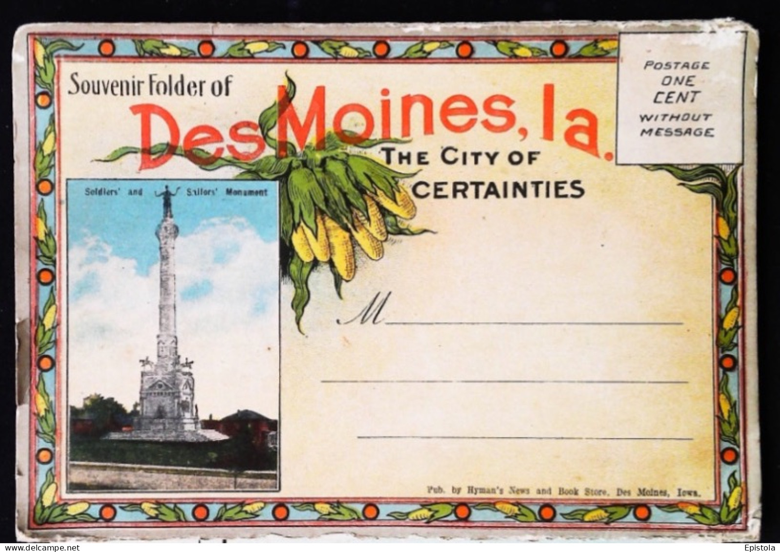 ► Souvenir Folder of Des Moines Iowa