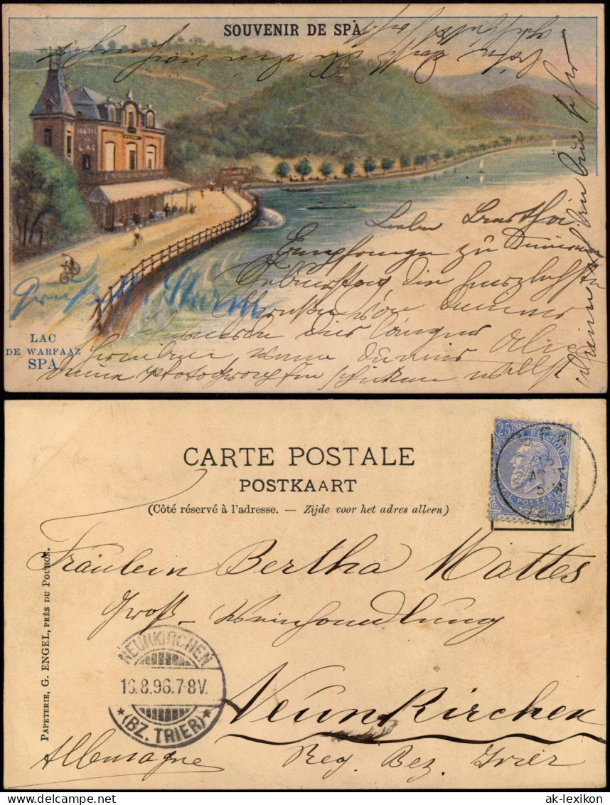 Spa (Provinz Lüttich) Spa (kêr) (Spå / Spâ) Lac de Warfaaz - Künstlerkarte 1896