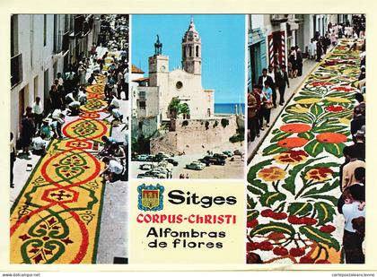 14969 / SITGES Castilla-La Mancha Albacete ALFOMBRAS Flores Corpus CHRISTI Tapis fleurs multivues 1981 R.G 1954 Spain