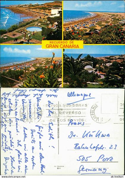 Gran Canaria Mehrbildkarte Kanaren: RECUERDO DE GRAN CANARIA 1972