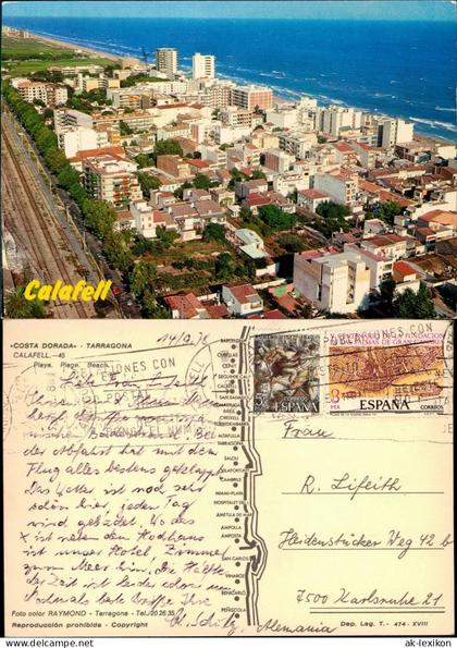 Postale Tarragona Luftbild COSTA DORADA TARRAGONA CALAFELL 1978