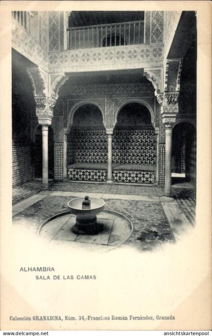 AK Granada Andalusien Spanien, Alhambra, Zimmer der Betten