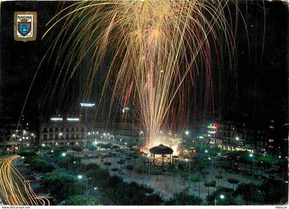 Espagne - Espana - Navarra - Pamplona - Plaza del Castillo - Place du Château - Feu d'artifices - Kiosque à Musique - CP