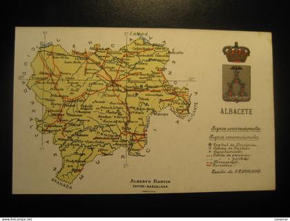 ALBACETE postcard SPAIN map geography atlas Alberto Martin Editor