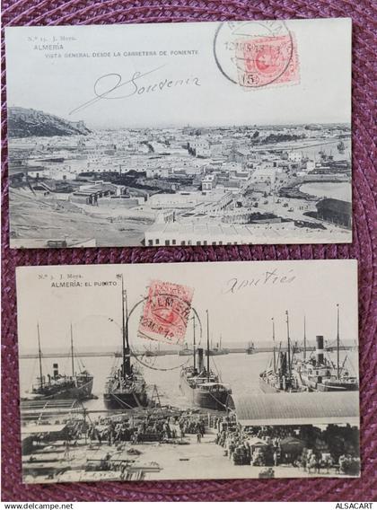 alméria , 2 cartes , port et bateaux