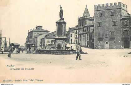CPA Espagne Asturias Oviedo - GIJON Xixón Estatua de Pelayo
