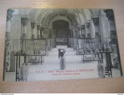 ATV nº2442 BARCELONA museos artisticos Salon de Ceramica antigua Antique Pottery Hall tarjeta postal postcard SPAIN