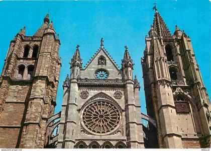 Carte Postale - Espagne - Espana - Castilla y Leon - Leon - Catedral - Las torres - Cathédrale - Les clochers - CPM - Vo