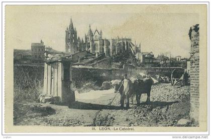 CARTOLINA - LA CATTEDRALE DI LEON - ANIMATA  - SPAGNA