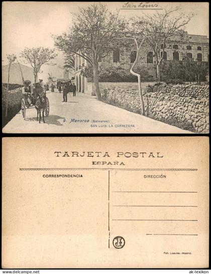 Menorca (Allgemein) Menorca SAN LUIS LA CARRETERA Fuhrwerk mit Esel 1910