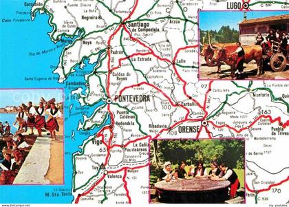 Pontevedra Folklore Ochsengespann Landkarte
