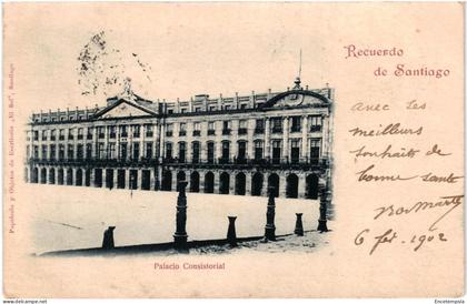 CPA Carte Postale Espagne Recuerdo de SANTIAGO DE COMPOSTELA - Palacio Consistorial 1902 VM98104ok
