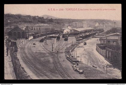 Antigua Postal Tortosa Estaciones de Pasajeros y Mercancías