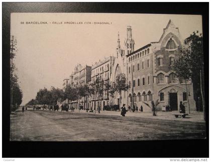 BARCELONA Arguelles street Diagonal Avenue stage coach Catalonia Spain post card
